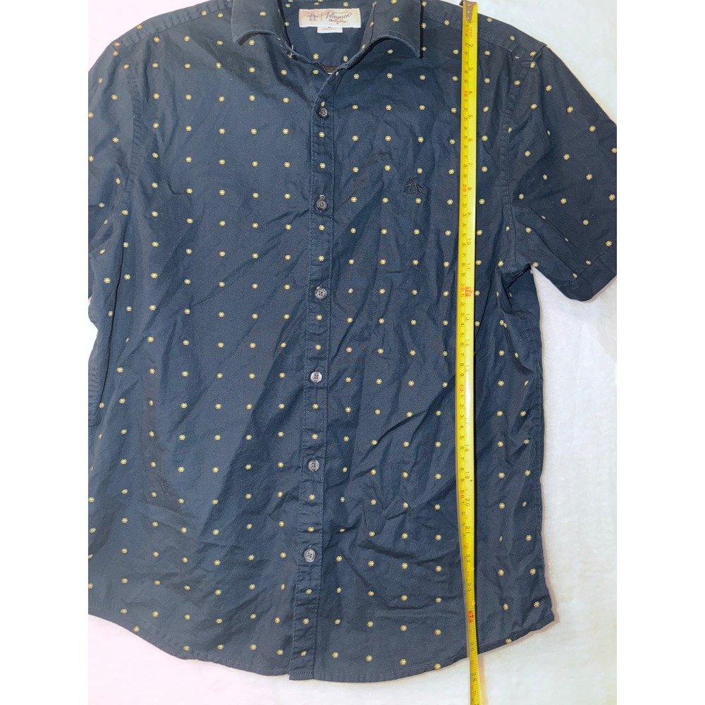 Original Penguin Mens‎ Heritage Slim Fit Short Sleeve Button Down Shirt Navy M - Picture 5 of 10